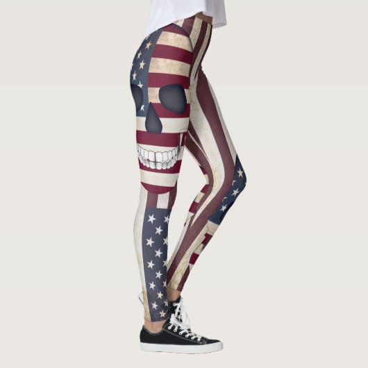 Amerikaanse vlag met Leggings van Skulls Rustige (Rechts)