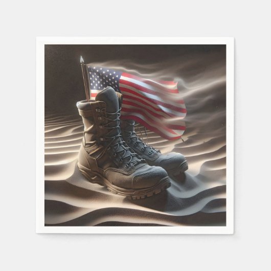 Amerikaanse vlag met militaire laarzen servet (Voorkant)