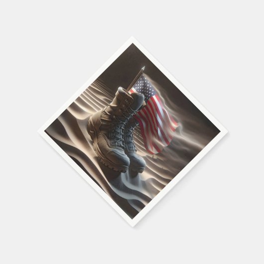 Amerikaanse vlag met militaire laarzen servet (Hoek)