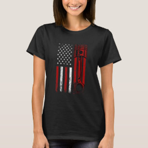 Amerikaanse vlag met motor van auto-pomp grafisch t-shirt