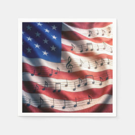 Amerikaanse vlag met muzieknoten servet