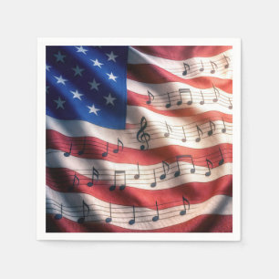 Amerikaanse vlag met muzieknoten servet