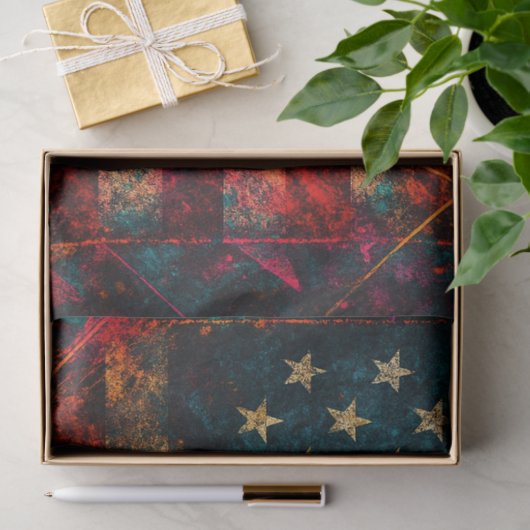 Amerikaanse vlag met Neon Decoupage Tissuepapier (Geschenk)