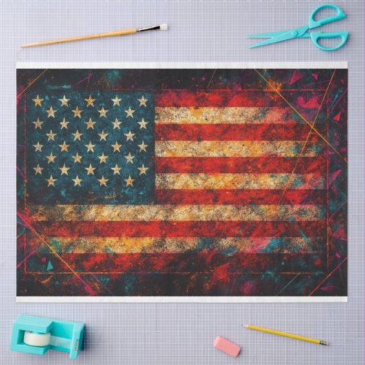 Amerikaanse vlag met Neon Decoupage Tissuepapier (Craft)