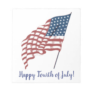 Amerikaanse vlag met patriottische vlag in de win Notitieblok