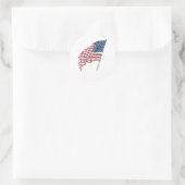  Amerikaanse vlag met patriottische vlag in de win Ronde Sticker (Tas)