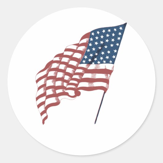  Amerikaanse vlag met patriottische vlag in de win Ronde Sticker (Voorkant)