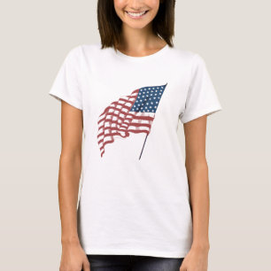 Amerikaanse vlag met patriottische vlag in de win T-shirt