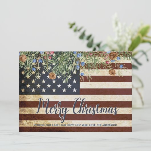  Amerikaanse vlag met patriottische vlag Kerstmis Feestdagenkaart (Staand voorkant)