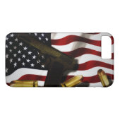 Amerikaanse vlag met pistool Case-Mate iPhone case (Achterkant (Horizontaal))