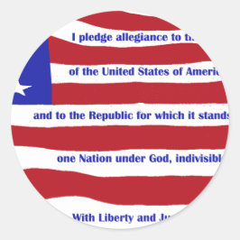 Amerikaanse vlag met Pledge op strepen Ronde Sticker