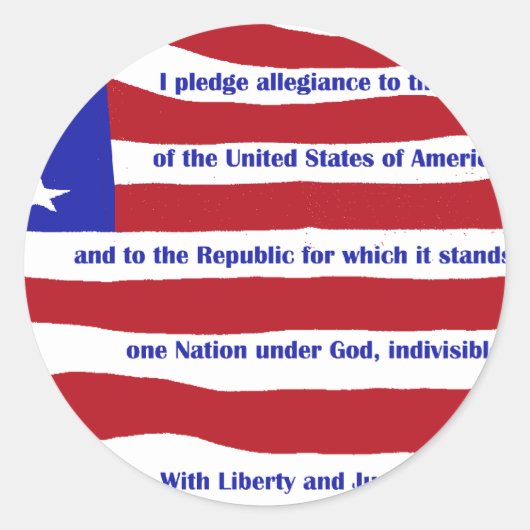 Amerikaanse vlag met Pledge op strepen Ronde Sticker (Voorkant)