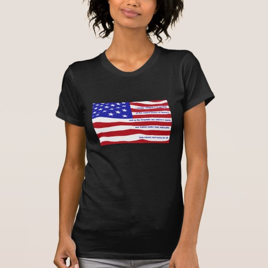 Amerikaanse vlag met Pledge op strepen T-shirt (Voorkant)