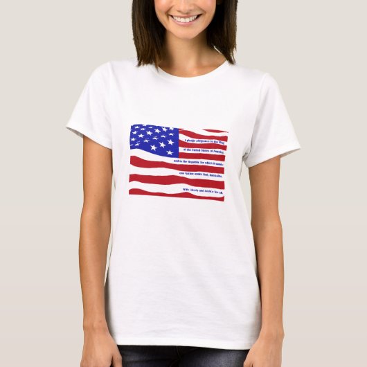 Amerikaanse vlag met Pledge op strepen T-shirt (Voorkant)