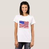 Amerikaanse vlag met Pledge op strepen T-shirt (Voorkant volledig)