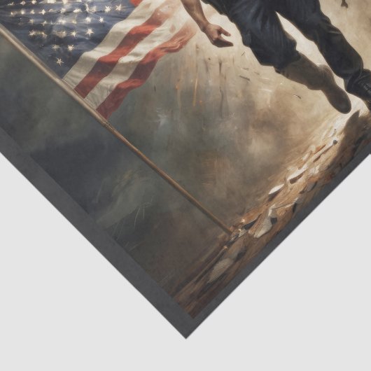 Amerikaanse vlag met politieagent beschermt u tissuepapier (Detail)