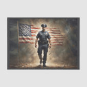 Amerikaanse vlag met politieagent beschermt u tissuepapier (Voorkant)