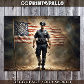 Amerikaanse vlag met politieagent beschermt u tissuepapier