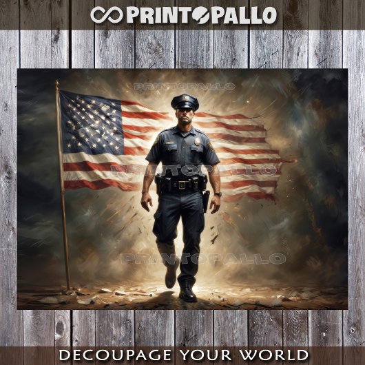 Amerikaanse vlag met politieagent beschermt u tissuepapier