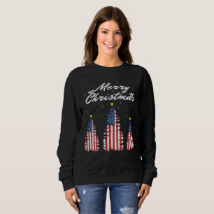 Amerikaanse vlag met prettige kerstbomen trui