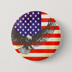 Amerikaanse vlag met rode rode, witte en blauwe kn ronde button 5,7 cm