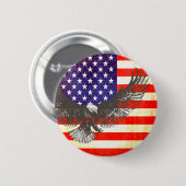 Amerikaanse vlag met rode rode, witte en blauwe kn ronde button 5,7 cm (Voorkant /achterkant)