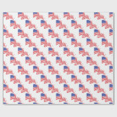Amerikaanse vlag met rode sterren cadeaupapier (Vlak)