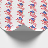 Amerikaanse vlag met rode sterren cadeaupapier (Hoek)