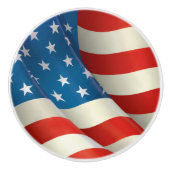Amerikaanse vlag met rode witte en blauwe golving keramische knop (Voorkant)
