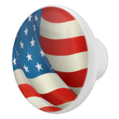 Amerikaanse vlag met rode witte en blauwe golving keramische knop (Rechts)