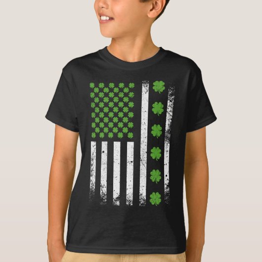 Amerikaanse vlag met shamrocks Boy T-shirt (Voorkant)