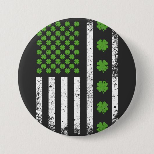 Amerikaanse vlag met shamrocks Ronde Button 7,6 Cm (Voorkant)