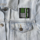 Amerikaanse vlag met Shamrocks Square Vierkante Button 5,1 Cm (In situ)