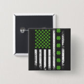 Amerikaanse vlag met Shamrocks Square Vierkante Button 5,1 Cm (Voorkant /achterkant)
