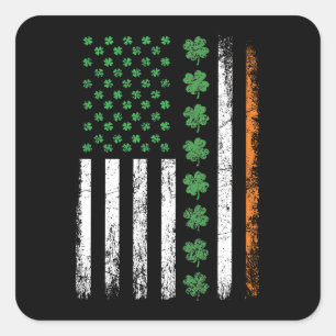 Amerikaanse vlag met Shamrocks St Patrick's Day Vierkante Sticker