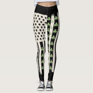 Amerikaanse vlag met shamrocks voor St. Patrick Leggings