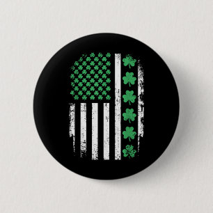 Amerikaanse vlag met shamrocks voor St Patricks Da Ronde Button 5,7 Cm