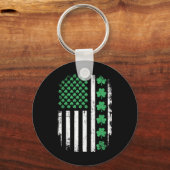 Amerikaanse vlag met shamrocks voor St Patricks Da Sleutelhanger (Voorkant)