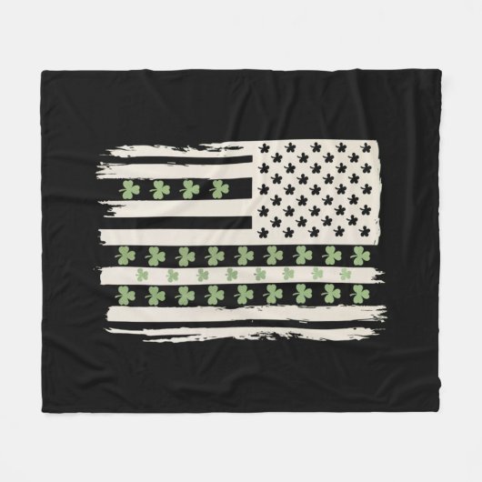 Amerikaanse vlag met Shamrocks voor St Patricks Fleece Deken (Voorkant (Horizontaal))