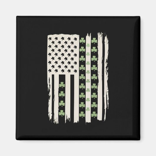 Amerikaanse vlag met Shamrocks voor St Patricks Magneet (Voorkant)