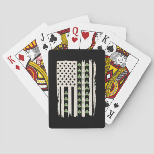 Amerikaanse vlag met Shamrocks voor St Patricks Pokerkaarten