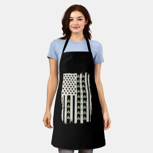 Amerikaanse vlag met Shamrocks voor St Patricks Schort (Gedragen)