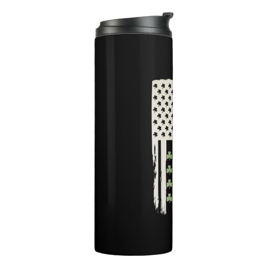 Amerikaanse vlag met Shamrocks voor St Patricks Thermosbeker (Gedraaid links)