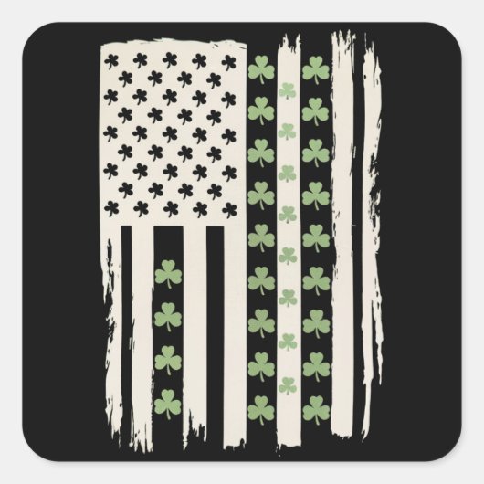 Amerikaanse vlag met Shamrocks voor St Patricks Vierkante Sticker (Voorkant)