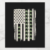 Amerikaanse vlag met Shamrocks voor St Patricks Wijn Etiket (Enkel label)