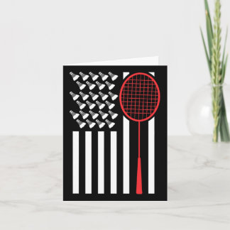 Amerikaanse vlag met shuttles Funny Badminton T Sh Kaart