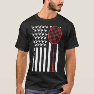 Amerikaanse Vlag Met Shuttles Grappig Badminton T  T-shirt