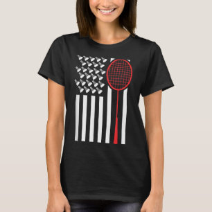 Amerikaanse Vlag Met Shuttles Grappig Badminton T- T-shirt
