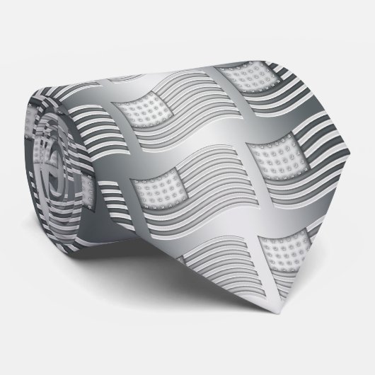 Amerikaanse vlag met Silver metal-effect Stropdas (Opgerold)
