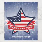 Amerikaanse vlag met Star-vorm Wijn Etiket (Enkel label)